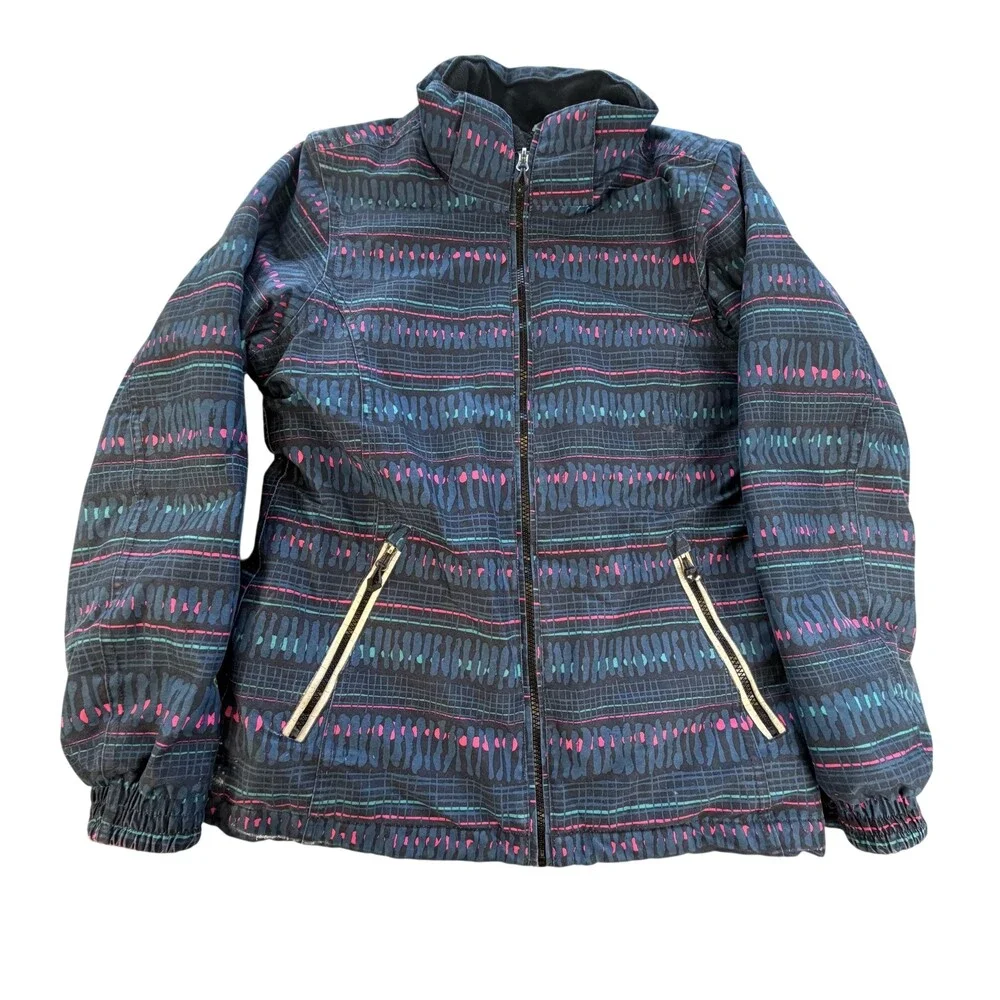 Killtec Ski Jacket Kids 14 Blue Pattern Waterproof Windproof Fleece Lined Snow